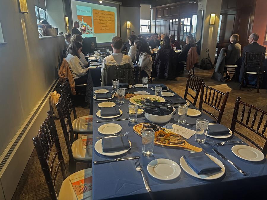 Roger Kurtz, PhD, professor of English and head of the Department of English and Philosophy, spoke at the Nov. 21 luncheon for students, faculty and deans from the College of Nursing and Health Professions and the College of Arts and Sciences.