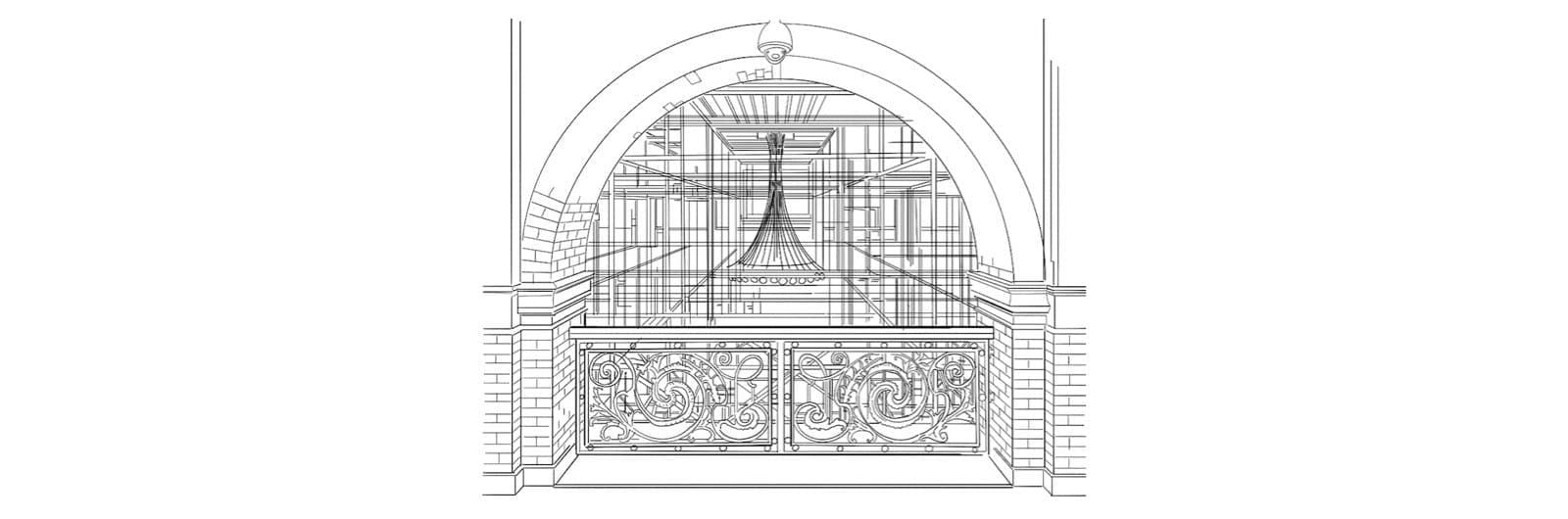 Student sketch of Main Building ceiling.