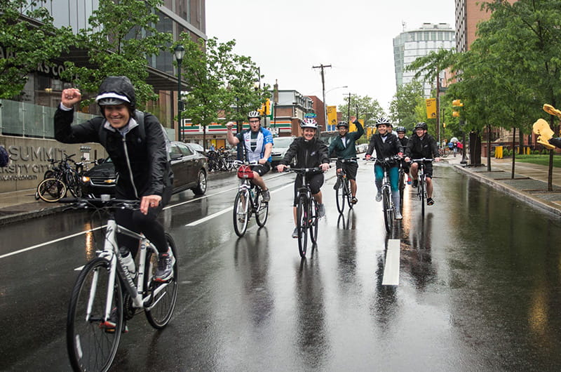 A group of cyclists