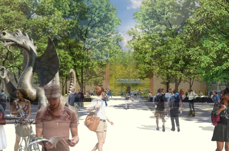 Rendering of Korman Center plant wall