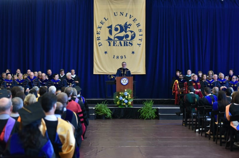 President John A. Fry addresses the crowd at the 2016 Convocation event.