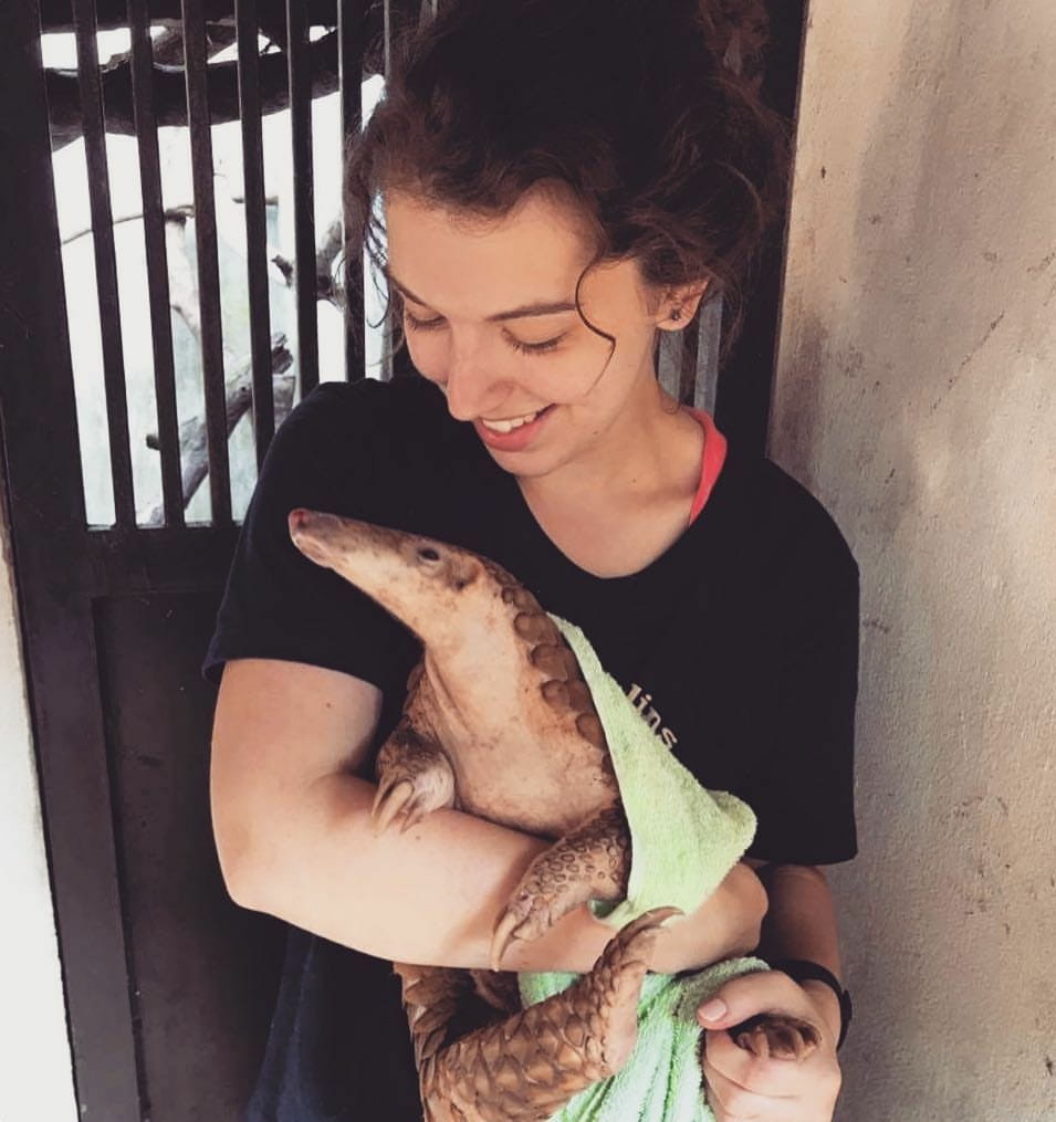 Ashleigh Jugan with a pangolin