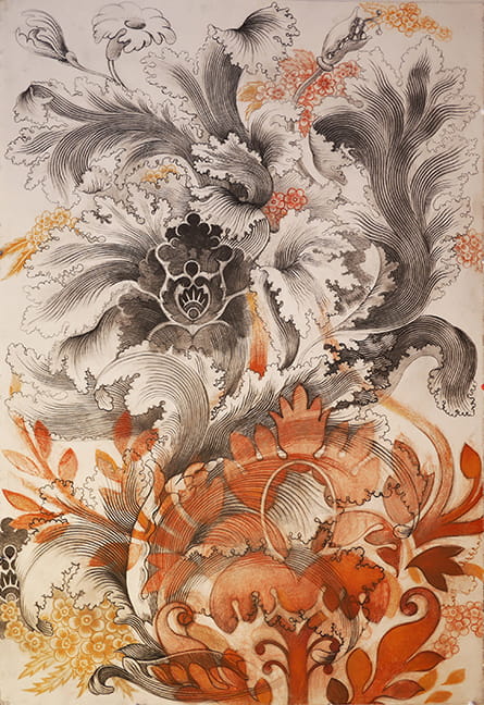 Anda Dubinskis, Damask Redux, Charcoal and Conte Crayon on Paper, 2017