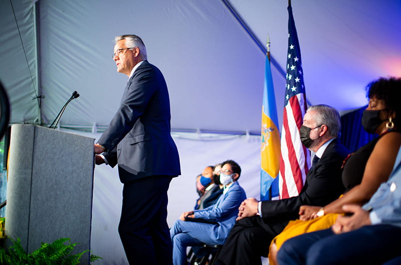  Executive Vice President and Nina Henderson Provost Paul E. Jensen, PhD, addressed the crowd. 