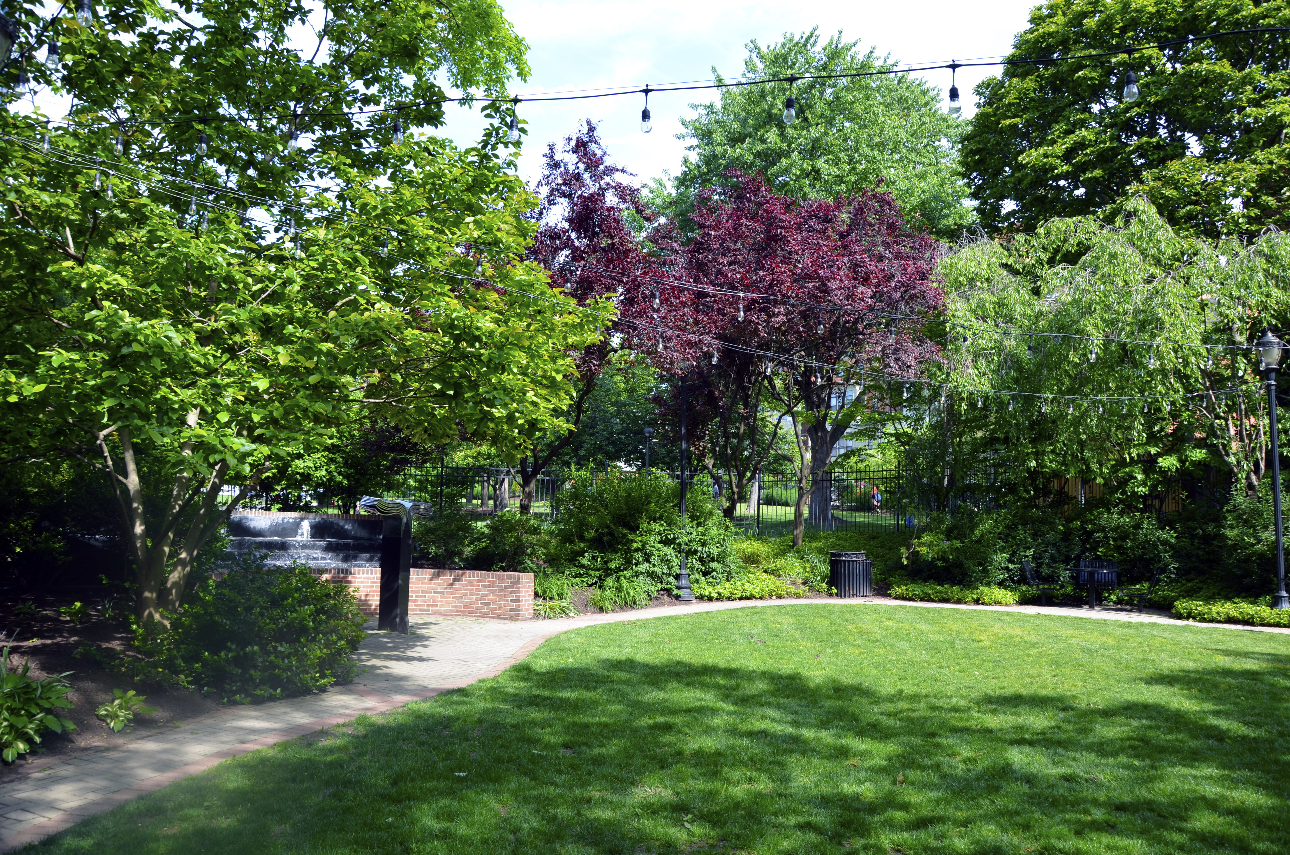 The greenery inside the Rush Alumni Garden.