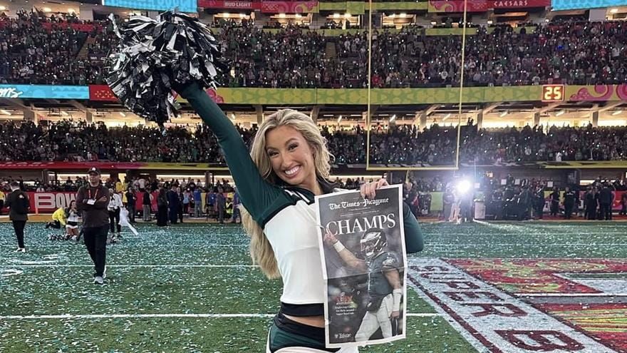 Erin Nipps celebrated the Eagles’ Super Bowl win on the field at the Super Dome. Photo courtesy Erin Nipps.