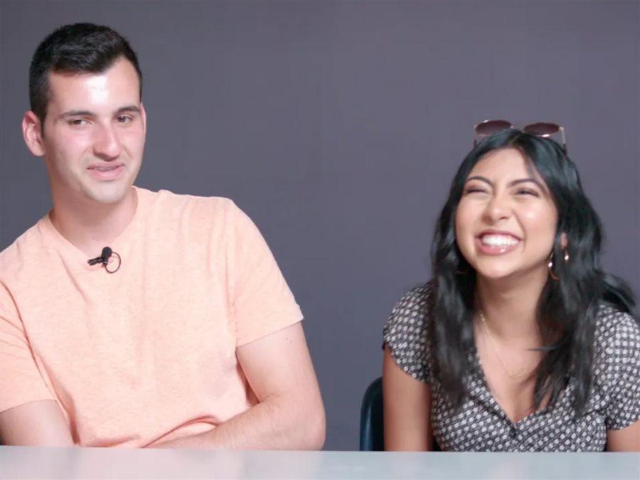 Two people talking