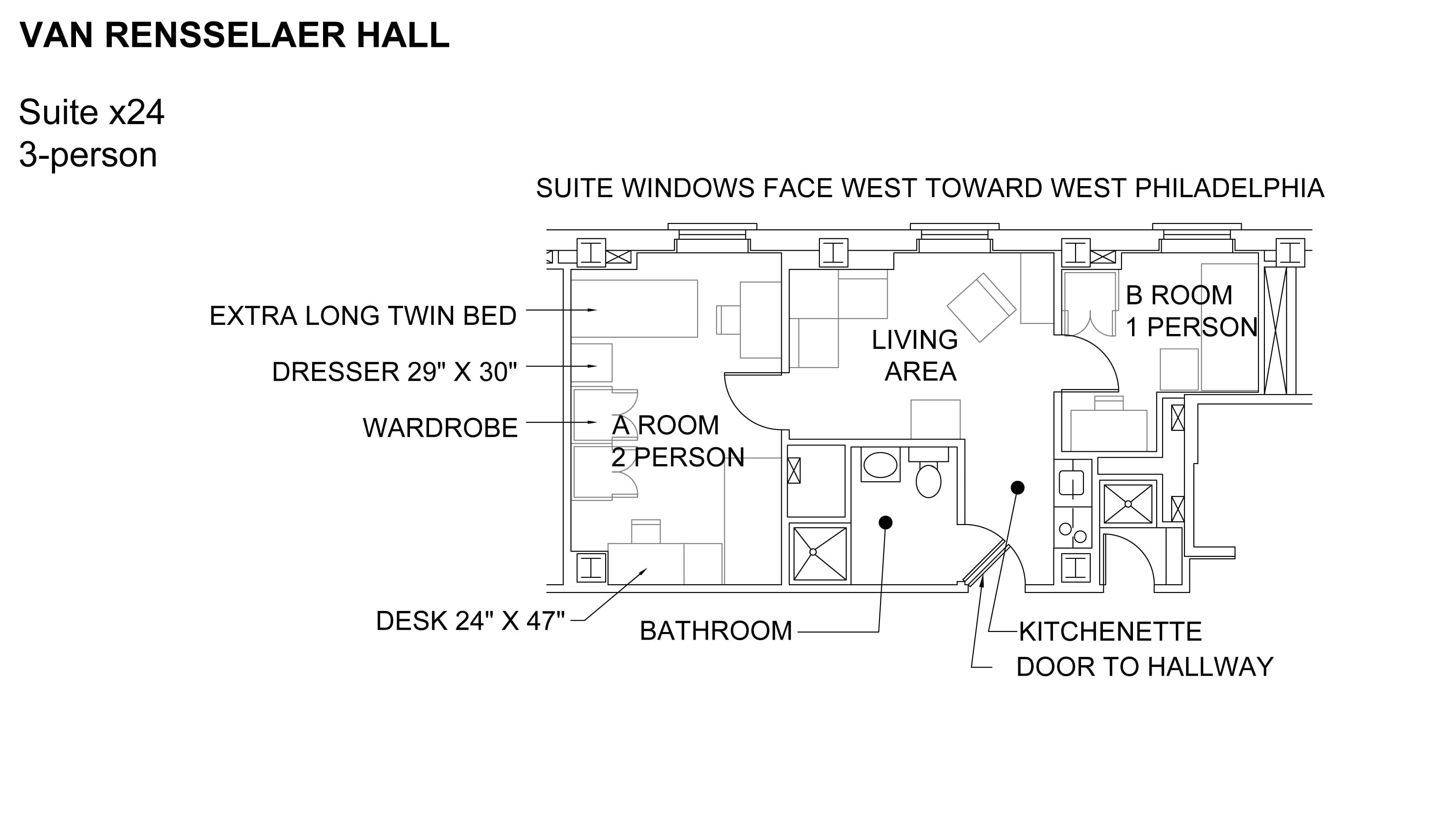 Van Rensselaer大厅 Suite Floor Plan