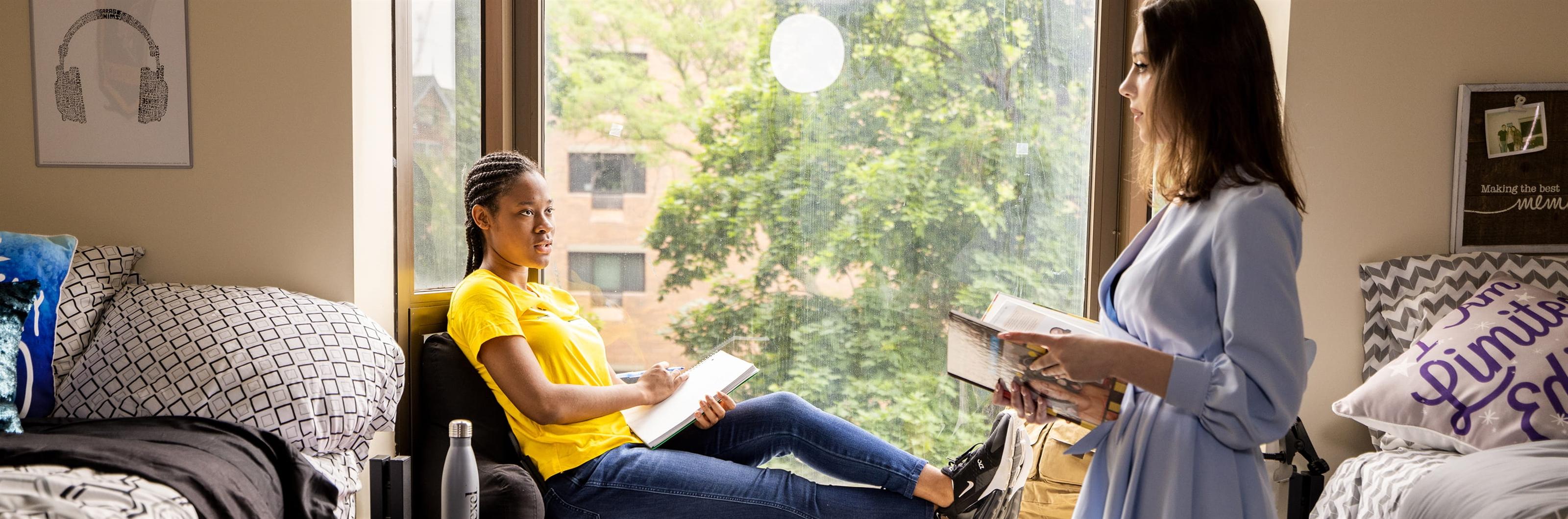 towers dorm students studying inside