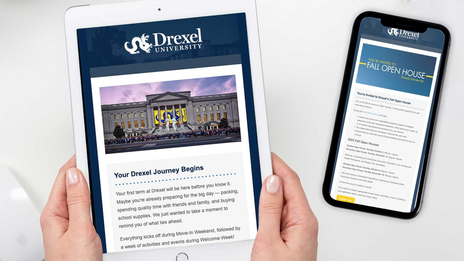 tablet and phone displaying a digital mockup