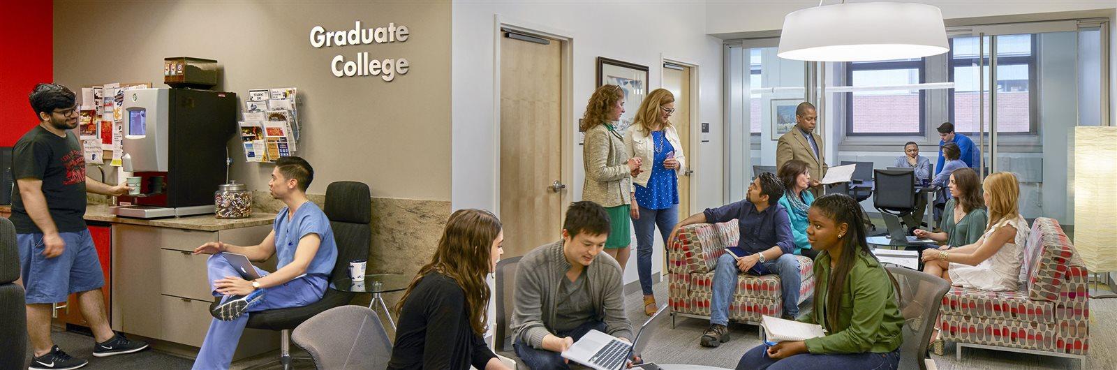 Students in an office