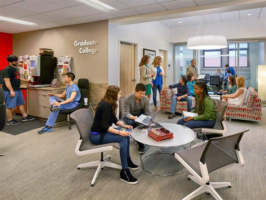 People in a student lounge