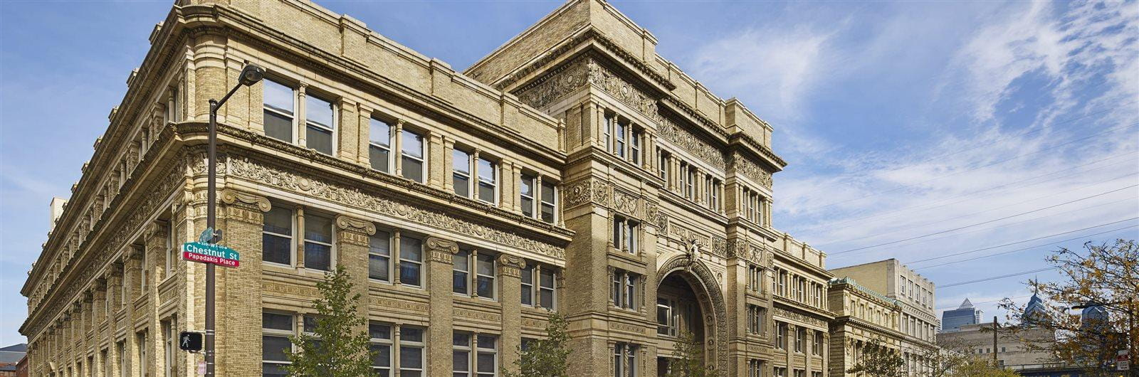 An outdoor view of historic Main Building