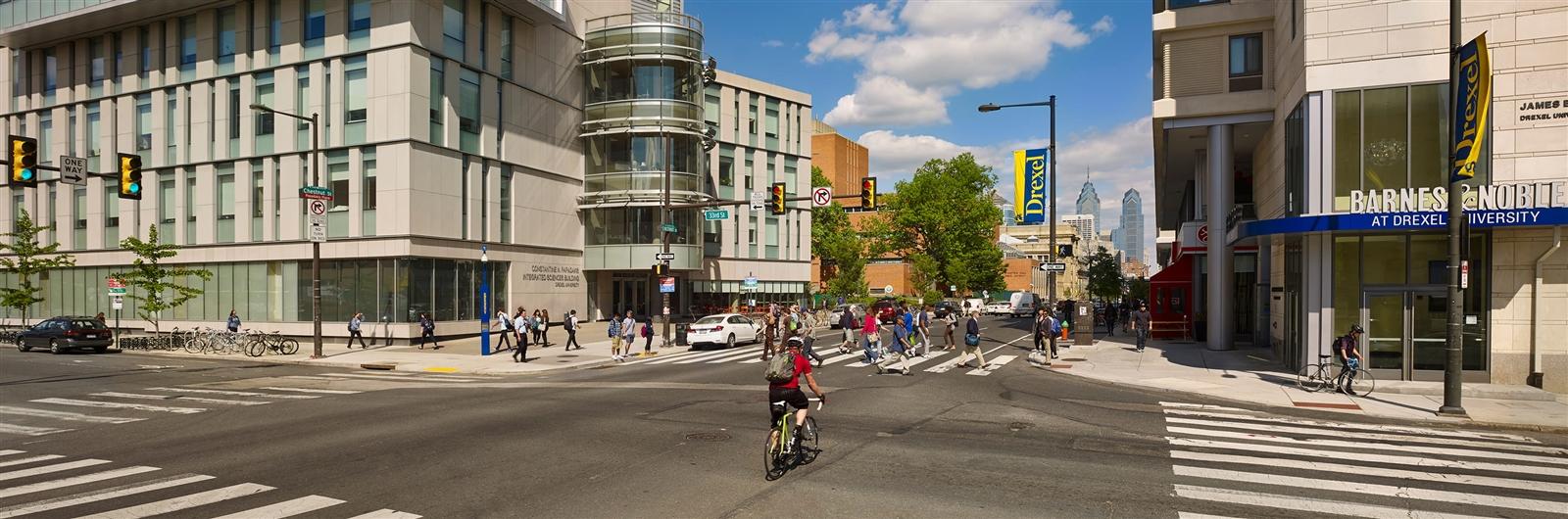 People crossing at 33rd and Chestnut Street
