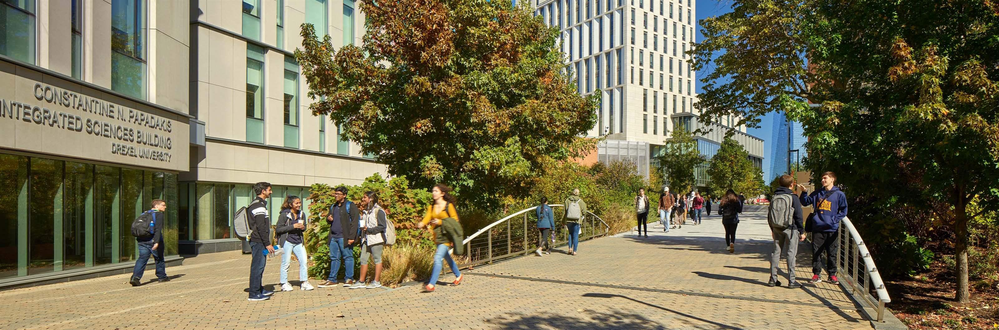 students outside korman quad entrance