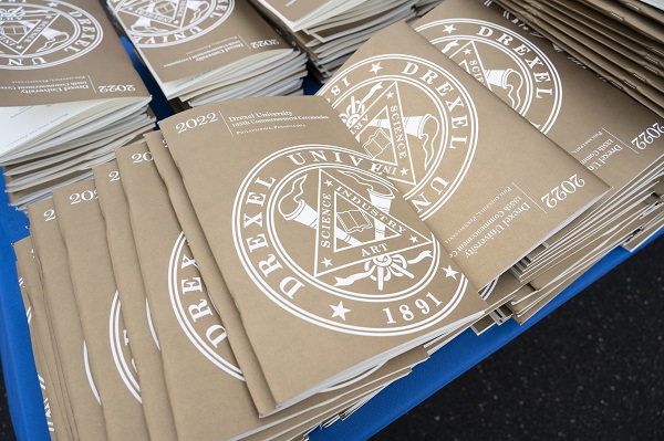 Stack of graduation programs for Drexel University