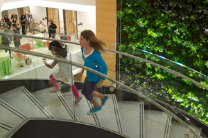 The atrium's sprial staircase