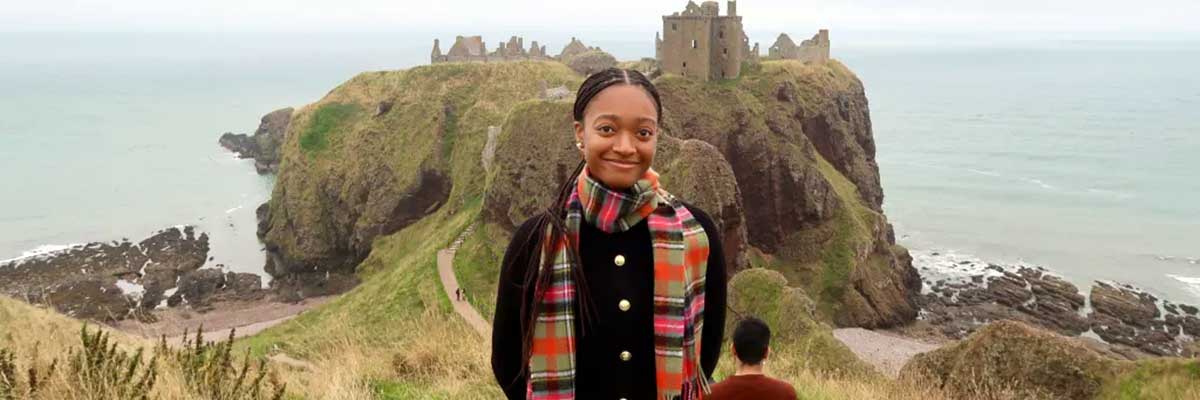 Nia Lewis, BA Communication '25, studied at the University of Aberdeen and lived abroad in Scotland.