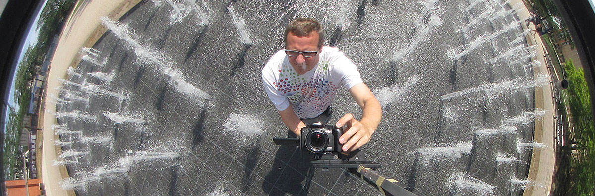 Drexel Math Professor Andrew Hicks conducting an experiment with his nonreversing mirror