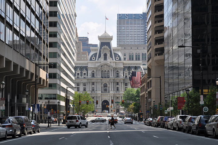 Downtown Philadelphia viewed from above