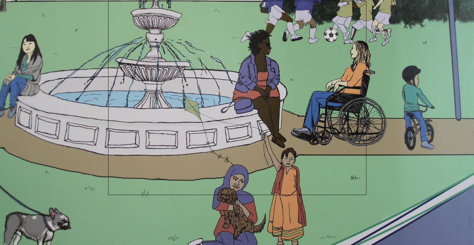 Fountain in park scene