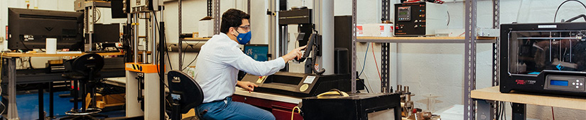 Student working in engineering lab