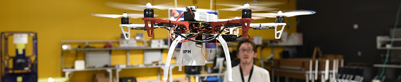 Student testing drone