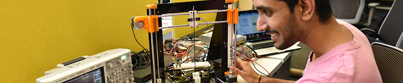 Student working with electrical equipment