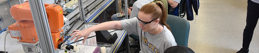 Student working in engineering lab