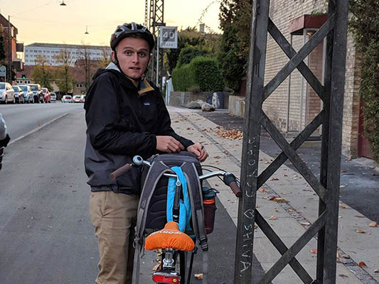 Student on a bicycle in Europe