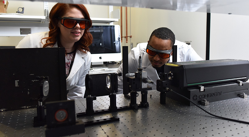 Researchers in lab