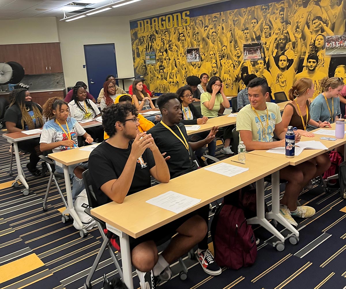 Student listening in a Drexel classroom