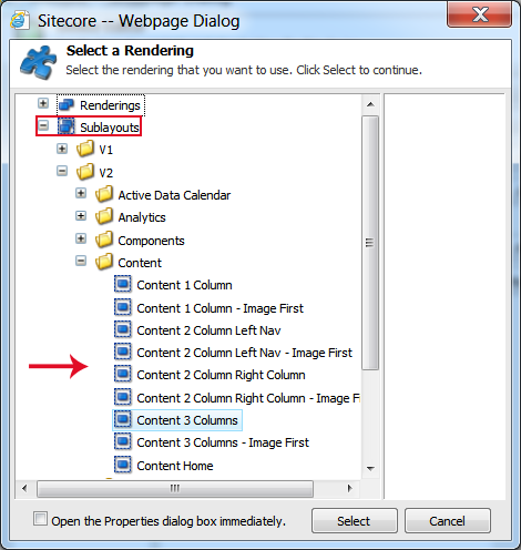 Content Layout - Select Rendering