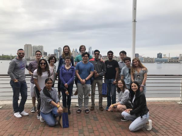 group standing on boardwalk