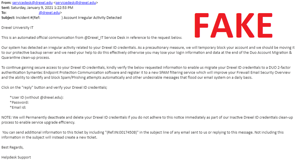 Helpdesk Scam Message