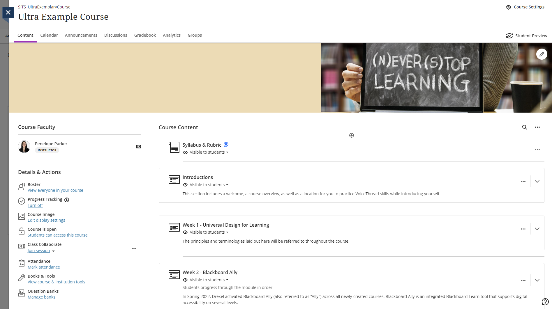 Sample Learn Ultra Course