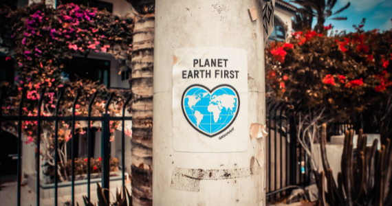 world sign with flower background