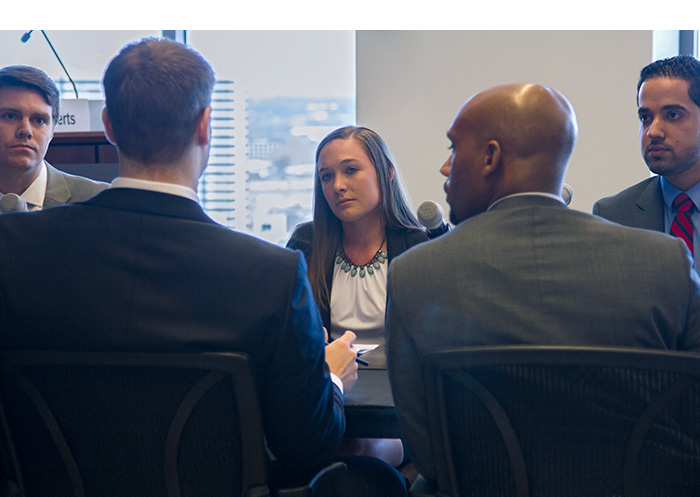Kline School of Law students take part in mock negotiation at Philly law firm Drinker Biddle.
