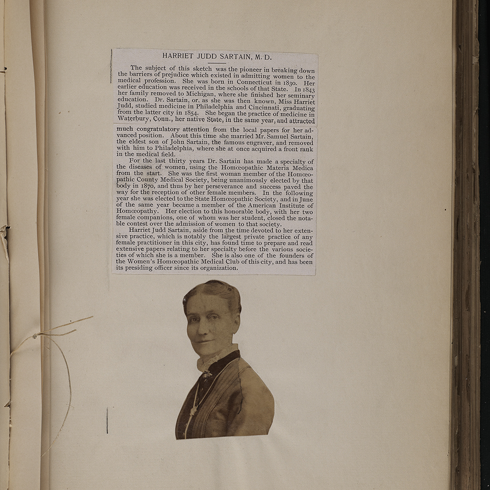 Women and homeopathy research guide image of Dr. Harriet Judd Sartain