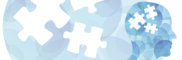 Abstract illustration of a head with superimposed puzzle pieces.