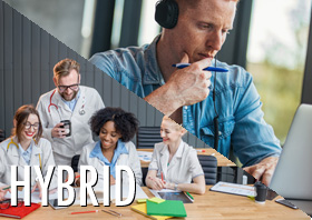 Students participating in an hybrid online course.