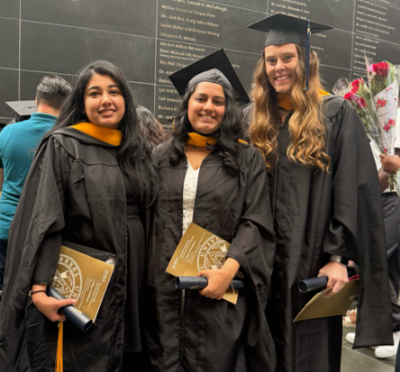 Congratulations to our 2024 MS graduates of the Cancer Biology program. Pictured: Vidhi Shah, Kshiti Vaishnav and Ally Criswel