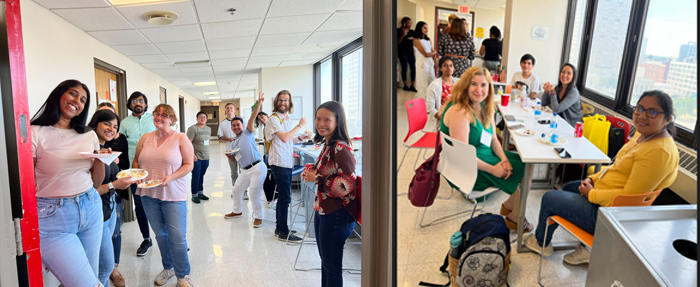 Pharmacology and Physiology program students at a potluck, summer 2022.