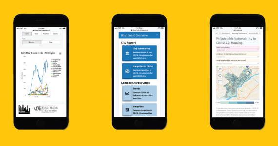 Image of 3 UHC COVID-19 Dashboards on Mobile Devices